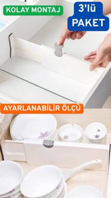 Büyük Boy Ayarlı Çekmece Ayırıcı 3'lü Paket - Shoplero
